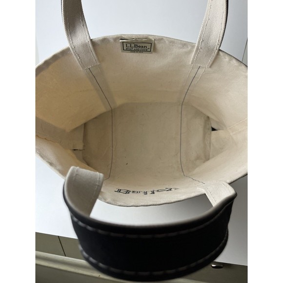 L.L. Bean Boat and Tote Canvas Medium Open Top Tote Bag White and Black Bailey - Picture 8 of 14